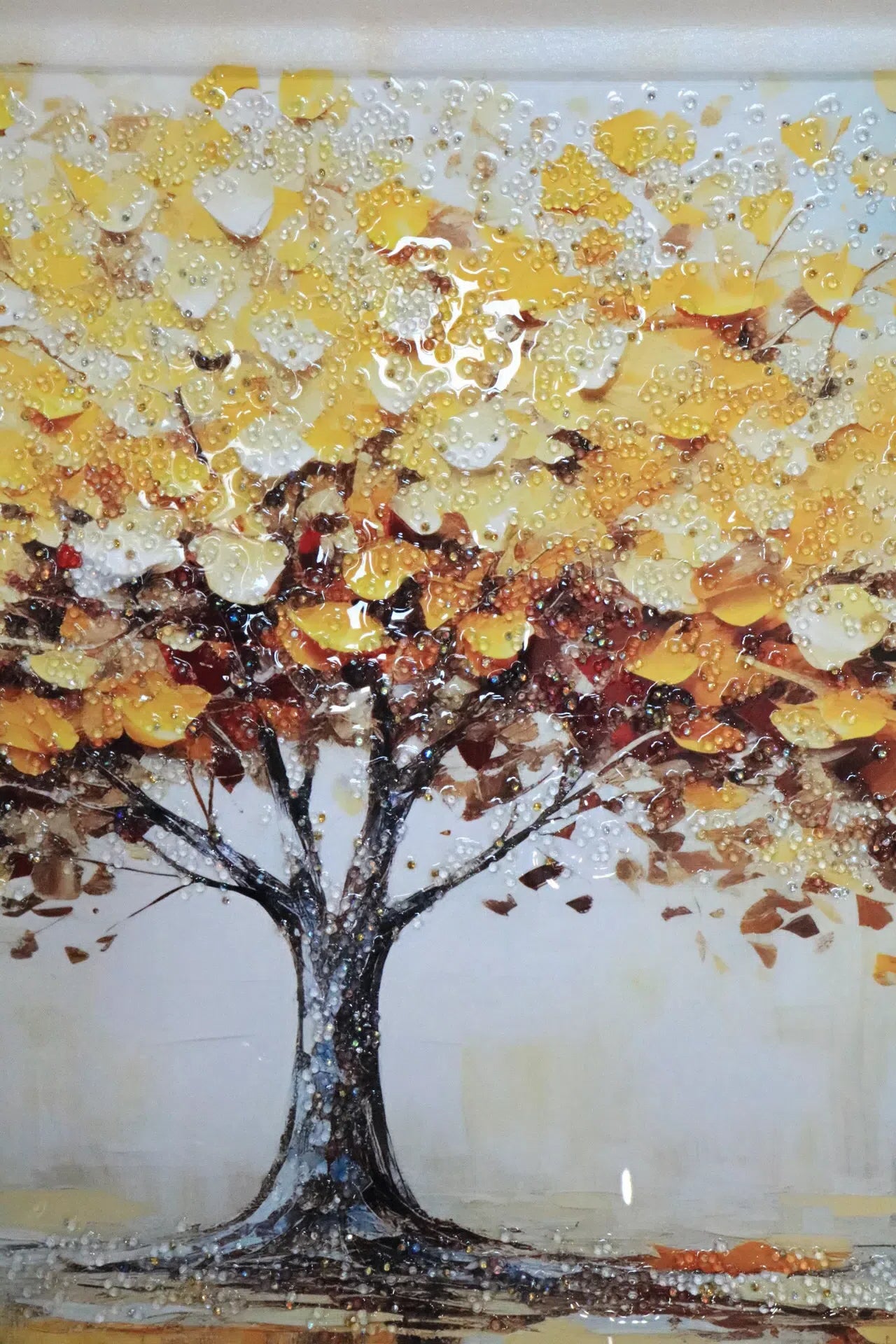 Golden Autumn Tree 3D Textured Wall Art