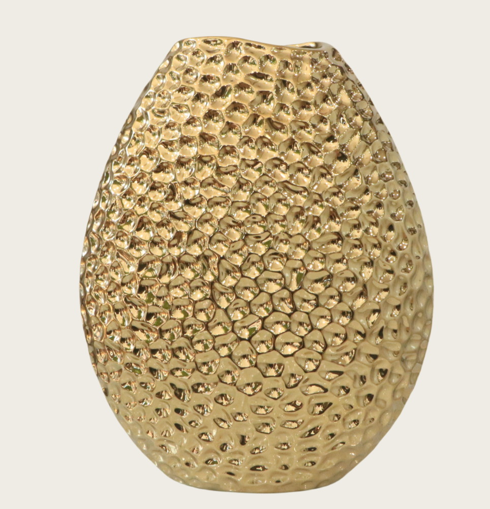 Luxe Gold Honeycomb Ceramic Vase