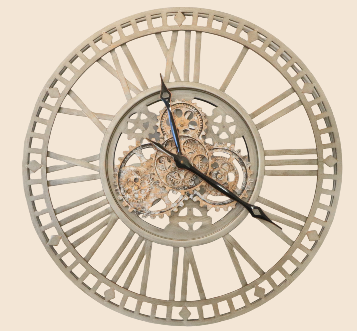 Antique Silver Gear Wall Clock
