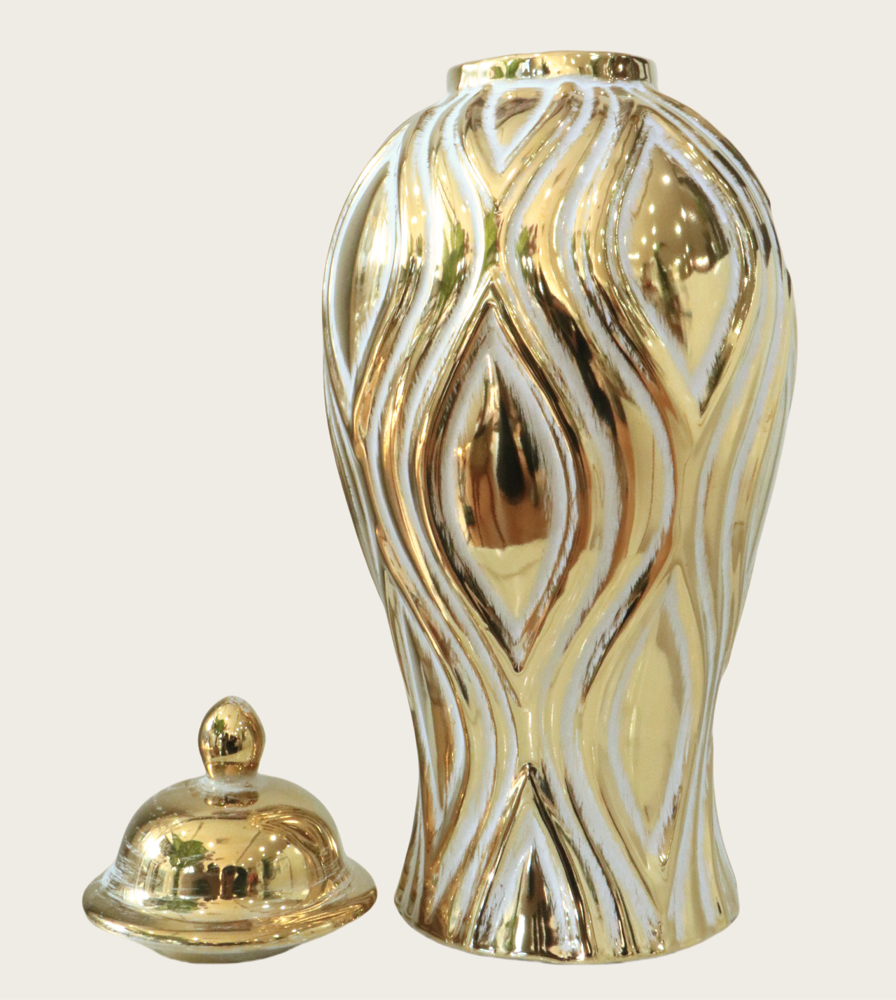 Luxe Golden Decorative Jar with Lid – Glamorous Home Accent