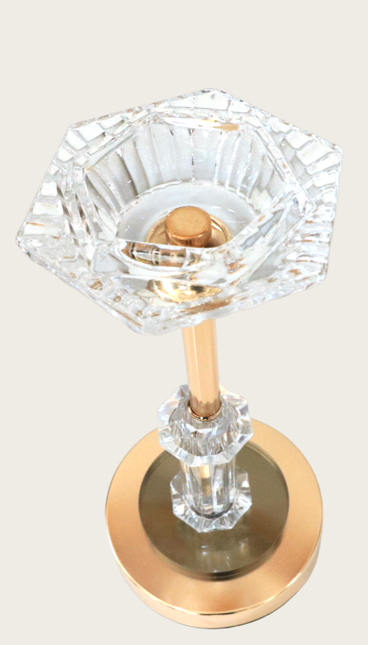 Elegant Crystal Candle Holders with Gold Accents