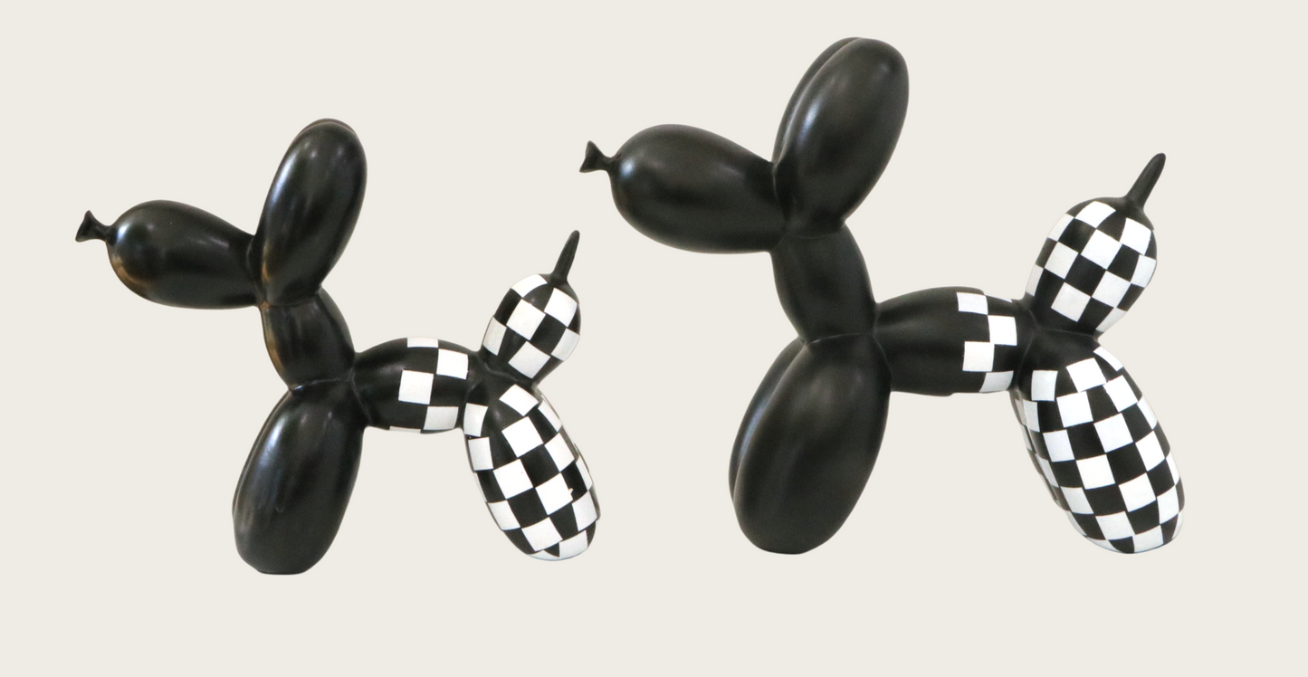 Modern Black Balloon Dog Sculptures