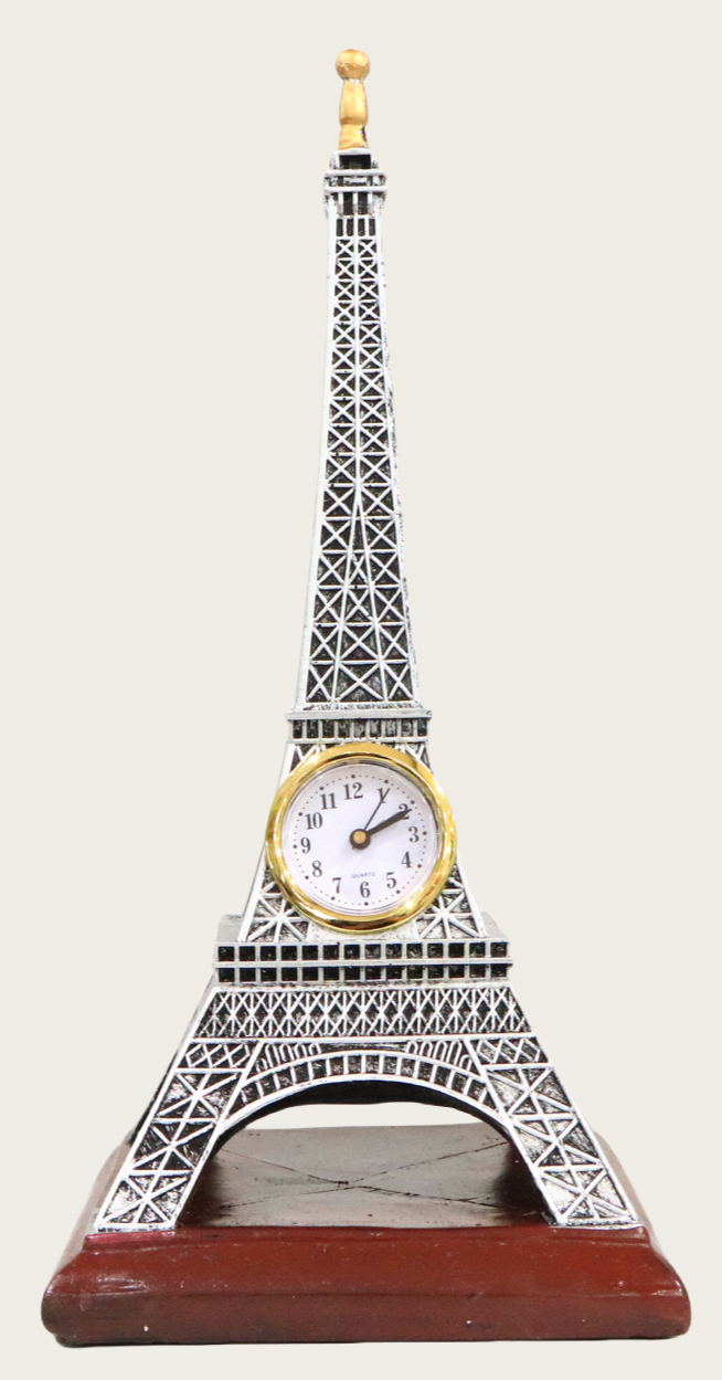 Eiffel Tower Miniature Clock - Parisian Landmark Desk Ornament