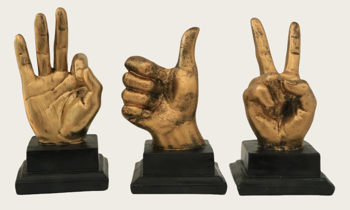 Expressive Gold Hand Gesture Sculptures