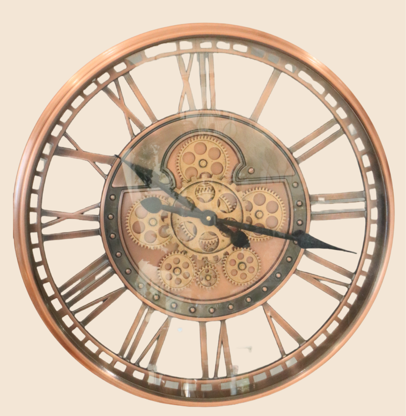 Vintage Copper Gear Wall Clock