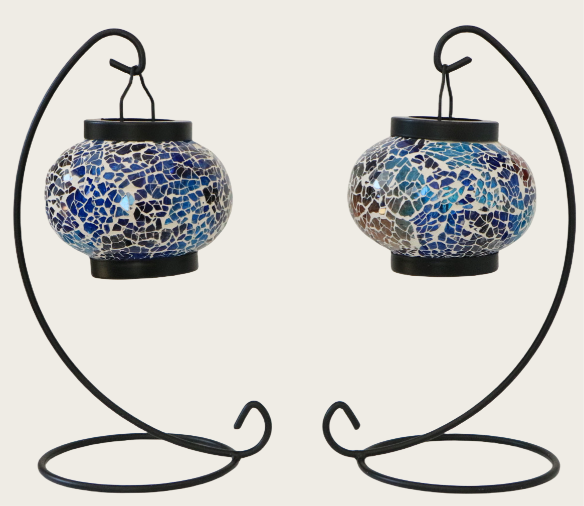 Mosaic Glass Hanging Candle Holder