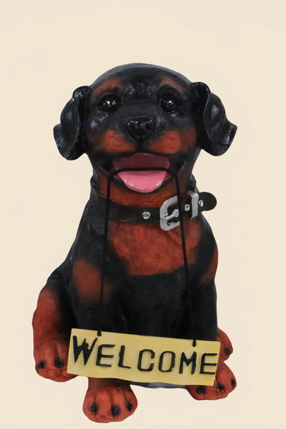 Rottweiler Puppy Welcome Statue