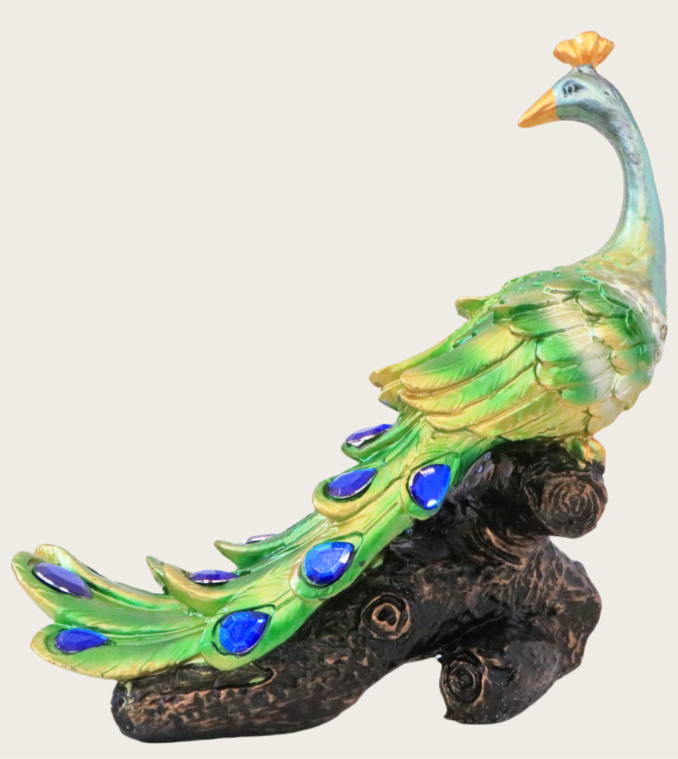 Hand-Painted Peacock Sculpture